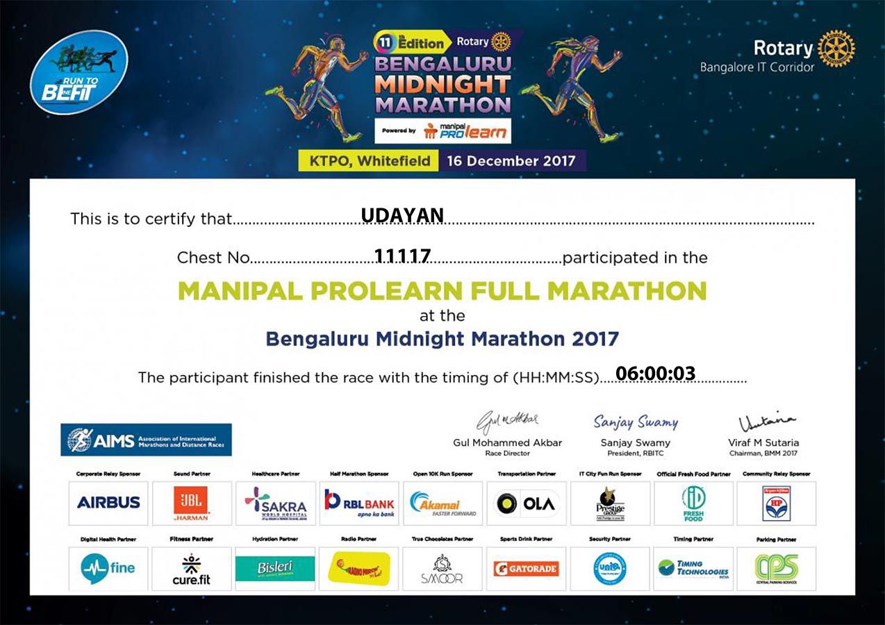 Bangalore Midnight Marathon 2017
