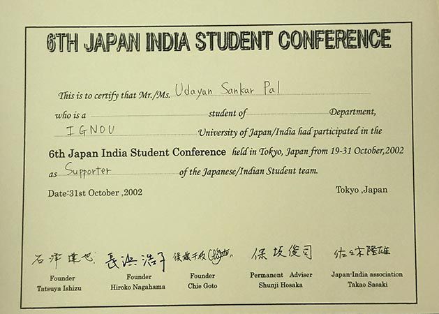 6th Japan India Student Conference in 2002